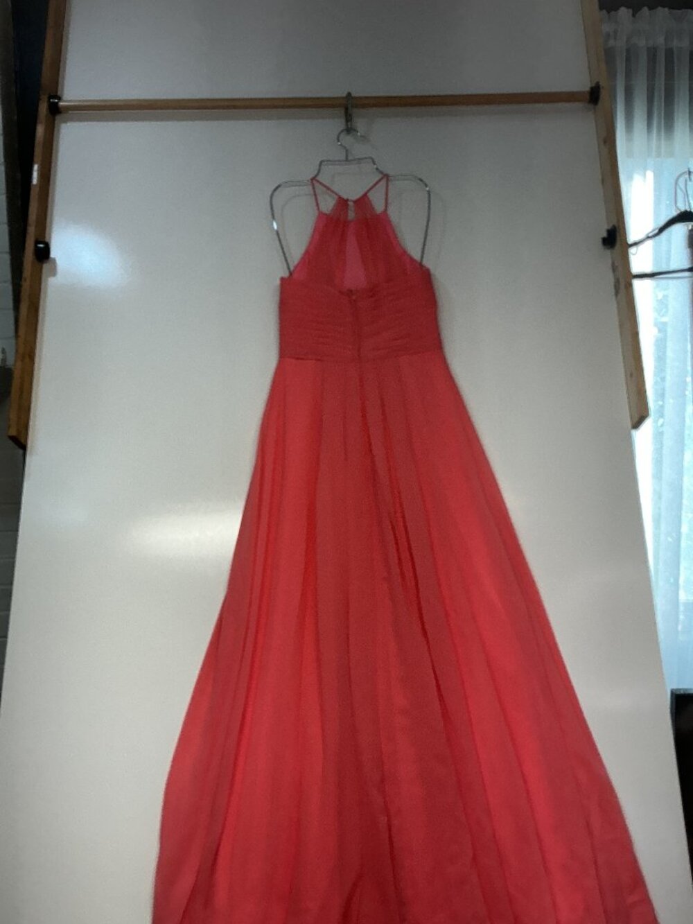 Azazie Antique Rose Halter Chiffon Maxi Dress Pleated Bridesmaid Formal - Picture 3 of 14